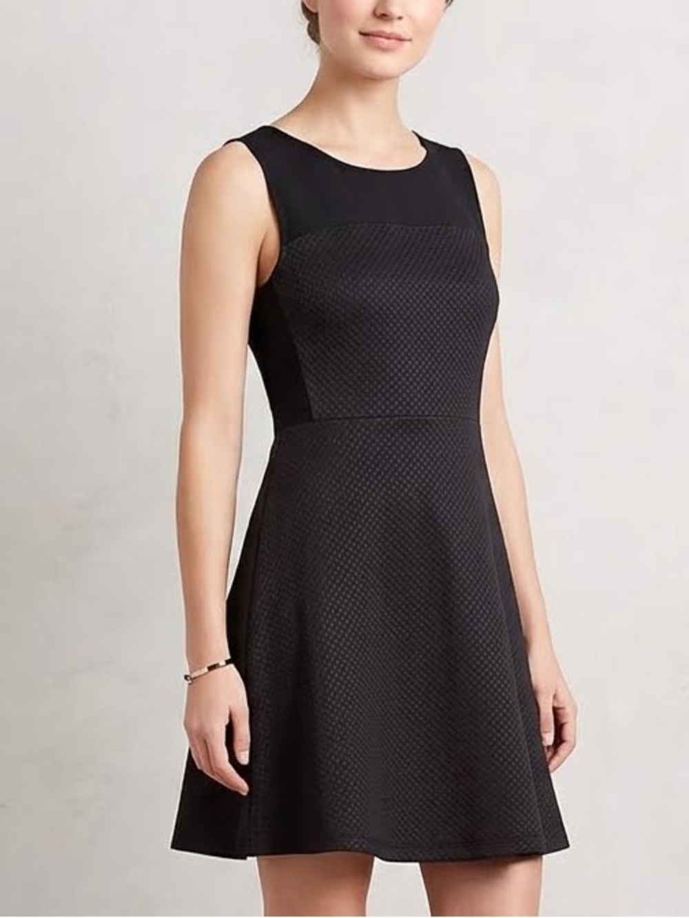 Dex Black Dress with Polka Dot Texture